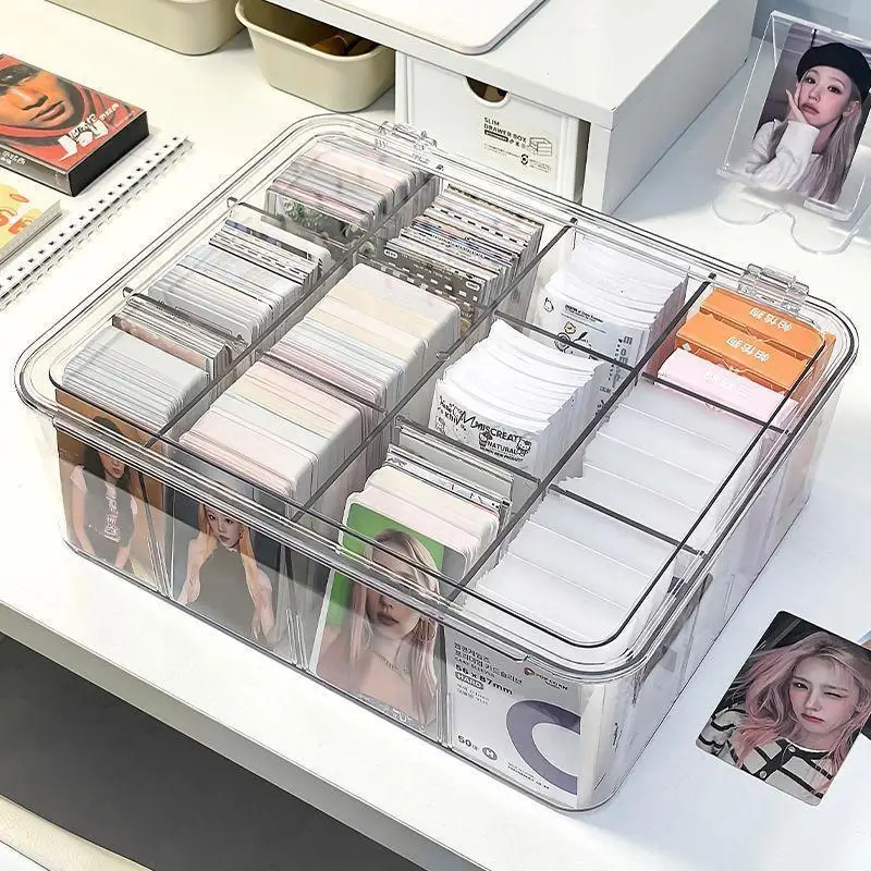 

Photo Card Storage Box Compartment Flip Box Acrylic Display Transparent Blind Card Packaging Kpop Photocard Organizer Cover