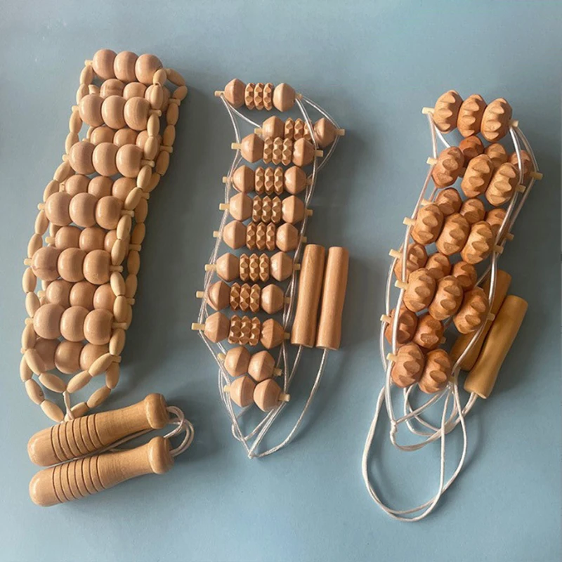 Holz-Rückenmassagerolle für Meridiane, Manuelles Lymphdrainage-Tool zur Tiefengewebsmassage und Schmerzlinderung für Körper, Nacken und Beine