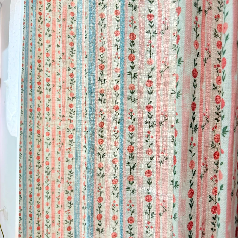 American Retro Pastoral Environmentally Friendly Printed Cotton and Linen Curtains for Living Room Bedroom Balcony Customization
