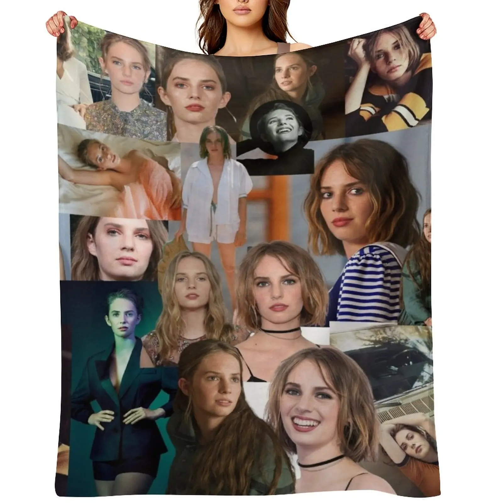 

Maya Hawke Abstract Collage Throw Blanket Flannel funny gift Luxury Brand Decorative Beds Blankets