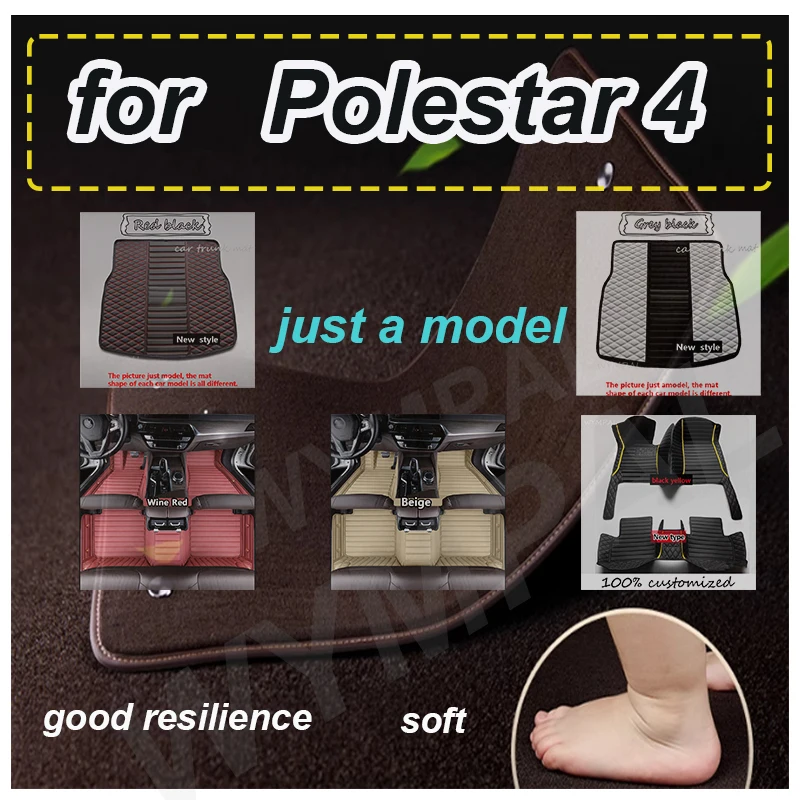 

LUXURY Car Floor Mats For Polestar 4 2024 2025 2026 2027 Leather Luxury Mat Rugs Carpet Full Set Auto Interior Part Accessories