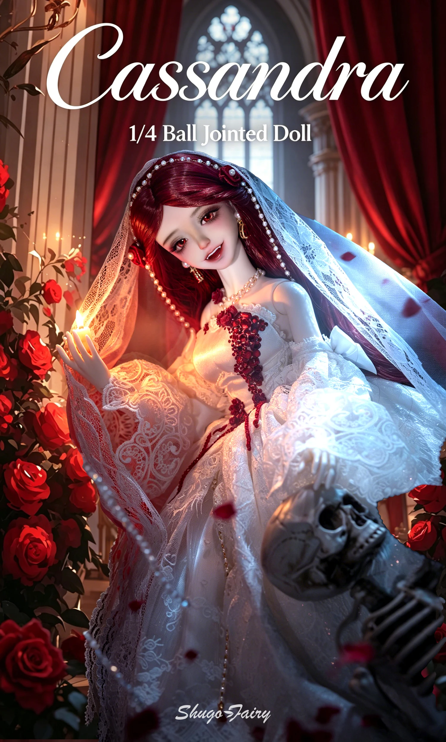 ShugaFairy Cassandra F BJD 1/4 Resin Full Set Noble Revenge Heiress Grinning Head with Wide-Brim Hat Handmade Ball Jointed Doll