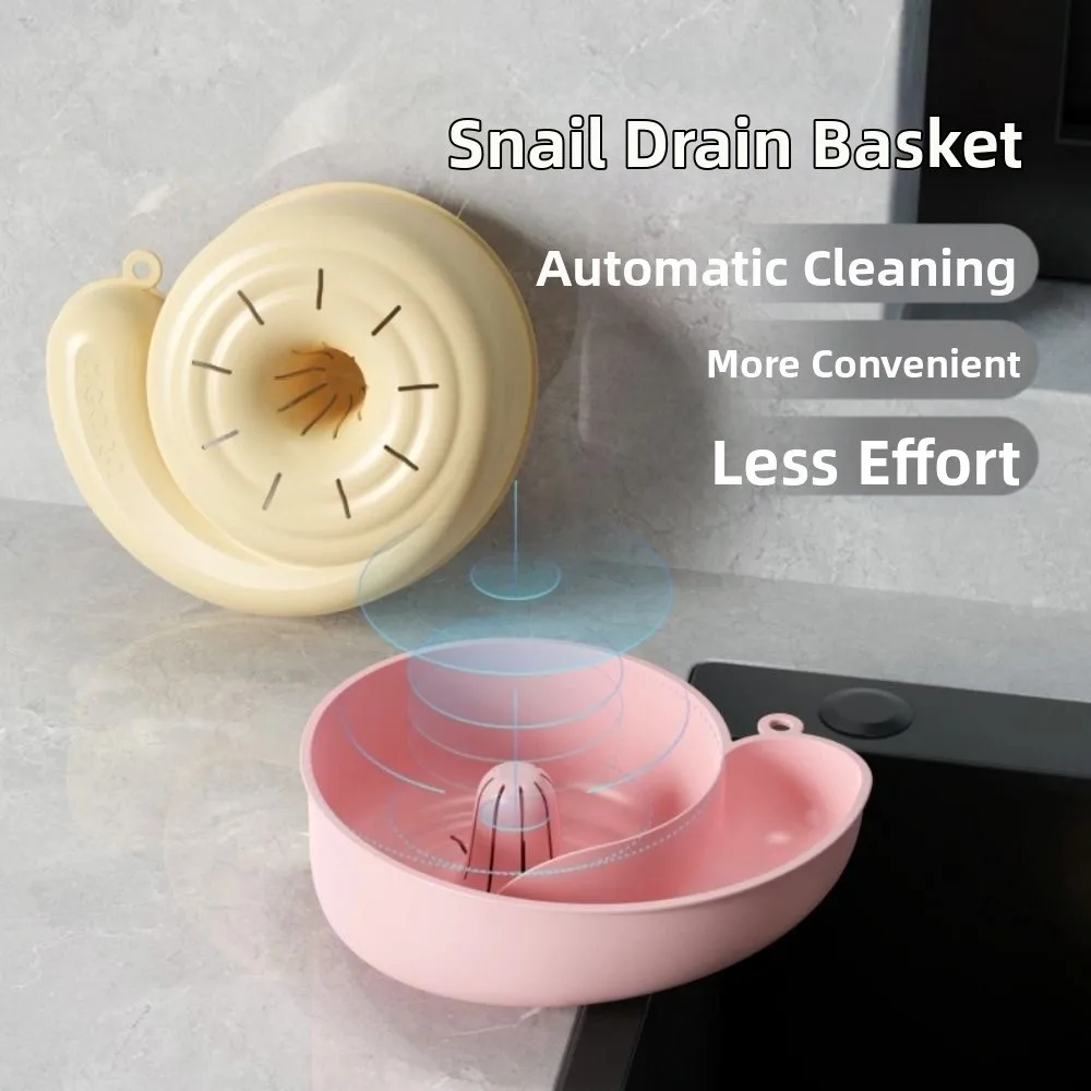 

Snail Shape Fruit Drainer Basket Automatic Rotation Clean Creative Vegetable Washing Basin Multi-functional Food-Grade