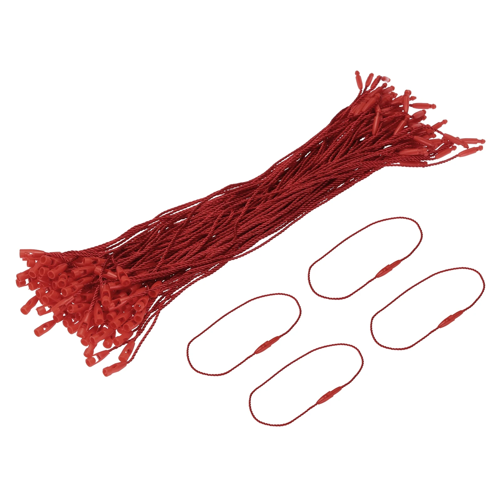

100pcs Polyester Rope Hang Tag String Snap Lock Pins Loop Price Tag Fastener Plastic Tags Ties