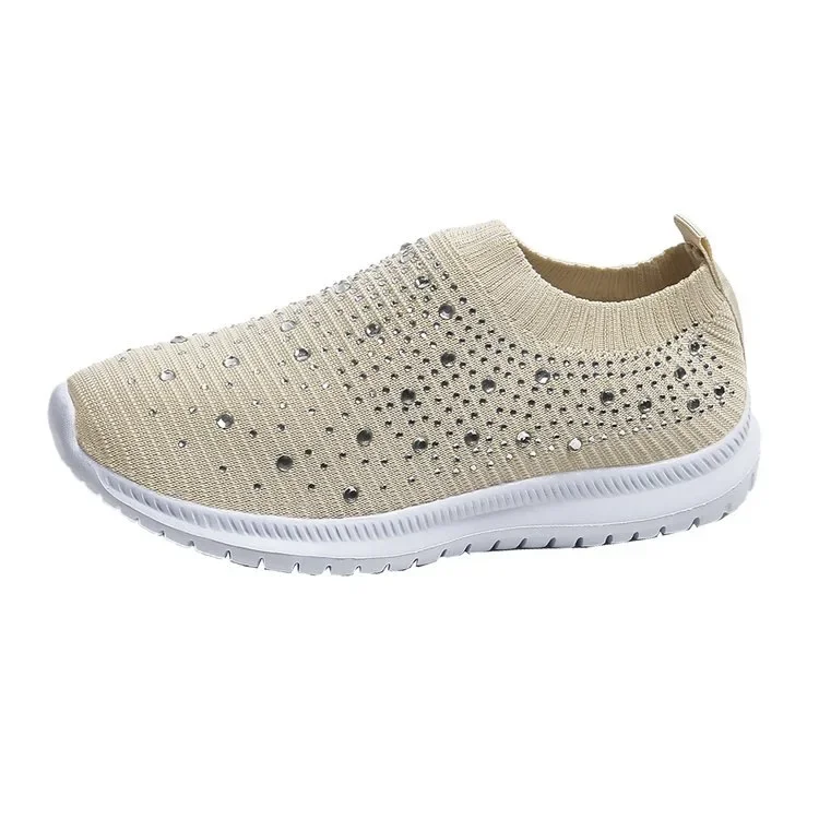 Crystal Sneakers women Fashion Breathable Mesh Slip On Flat Shoes For Women 2023 Outdoor Walking Loafers Zapatos Mujer