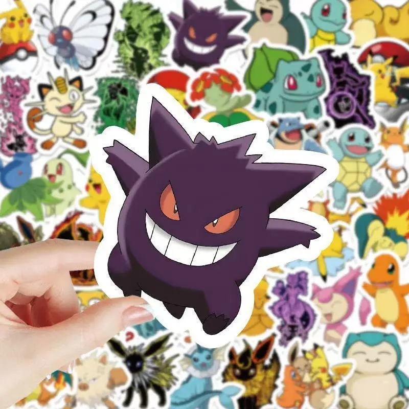 100pcs Pokemon Character Sticker Set Pikachu Gengar Stickers Cartoon Decals for DIY Crafts Notebooks Kids Toys Gift