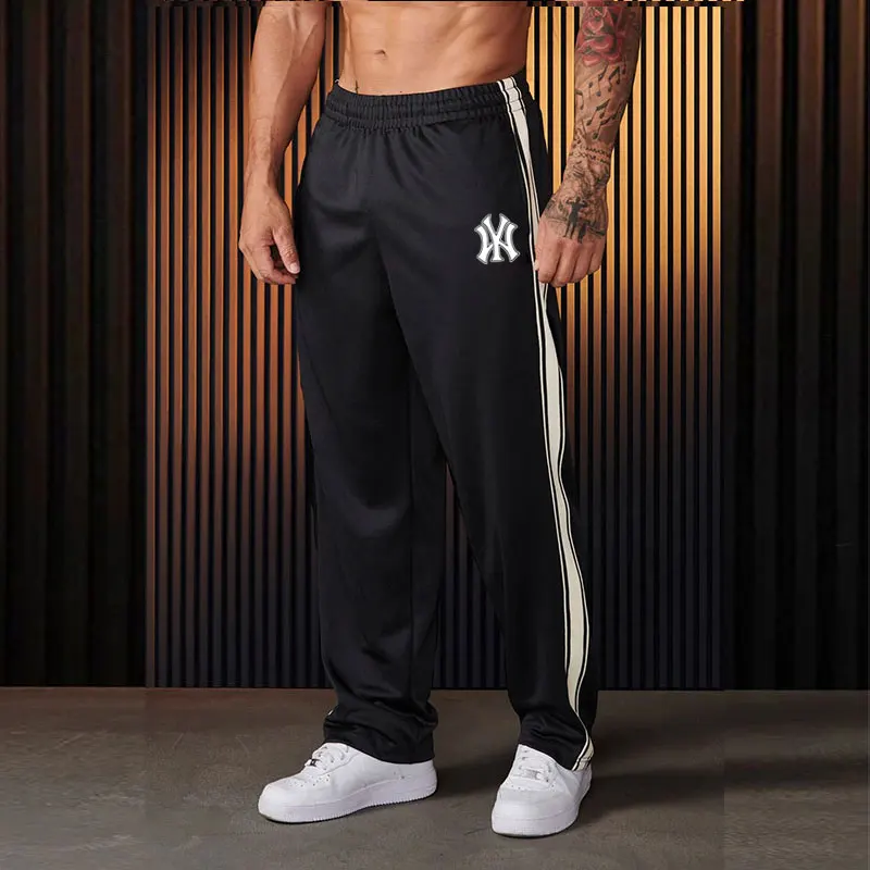 

2024 Spring And Autumn New Kpop Style Pants Men's Fashion Casual Sports Pants Striped Thin Comfortable Loose Straight Leg Pants