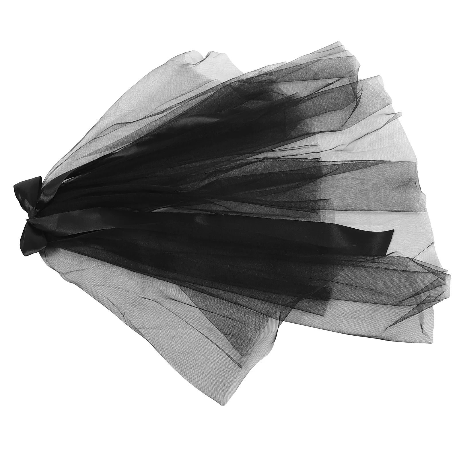 شبح طرحة زفاف كبيرة Bowknot هالوين زي خوذة المرأة الشاش قصيرة الدانتيل الحجاب الزفاف حزب تأثيري التبعي