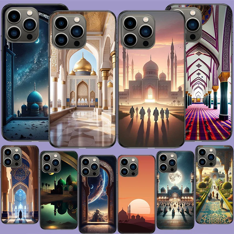 Islam Muslim Mosque Phone Case For Apple Iphone 16 13 Pro Max Coque 15 14 Plus Clear 12 Mini 11 Pro Cover Cute Fundas Silicone S