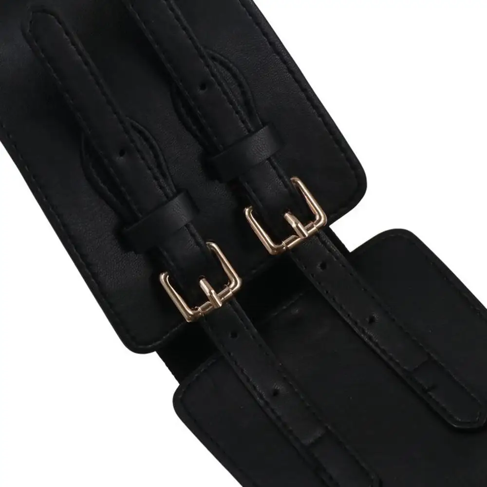 패션 조절 가능한 PU 캐머번드 가죽 단색 코르셋 벨트 허리띠 슬리밍 와이드 웨이스트 코르셋 드레스