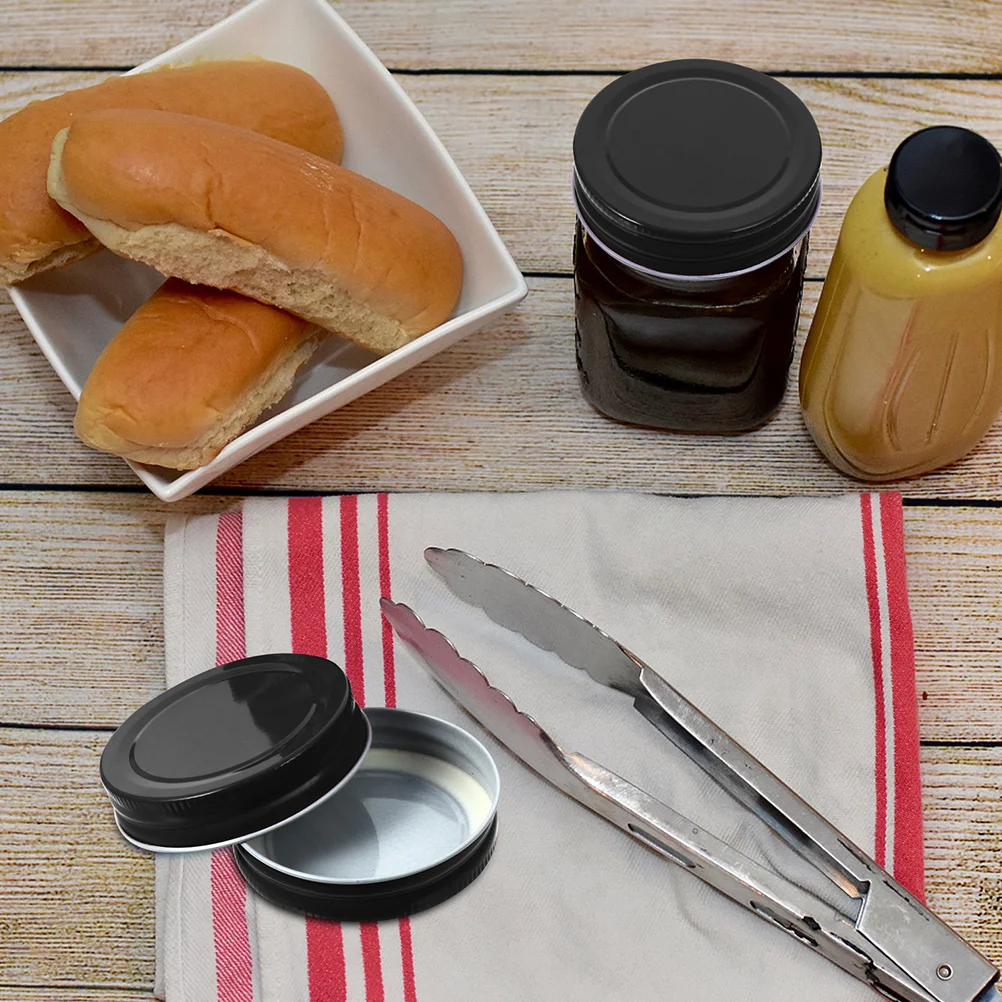 

6 Pcs Tinplate Canning Lids Replacement Leakproof Jar Covers Sealing 70mm Black Reusable Mason Wide Mouth Kitchen Storage