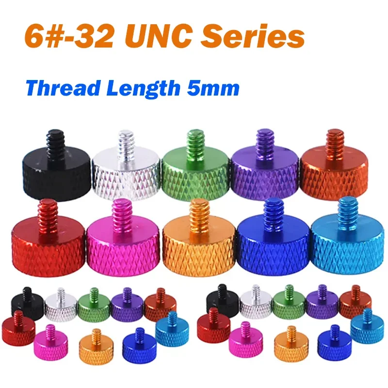 Colorful Thumbscrews UNC 6#-32*5 Aluminium Alloy Flat Knurled Thumb Screws for PC Computer Case Bolts