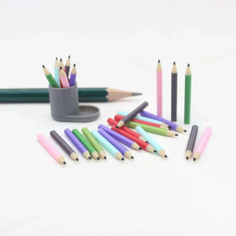 1 ensemble 1:12 maison de poupée Miniature maison de poupée porte-stylo + 6 crayons de couleur ensemble poupée décor à la maison semblant jouer maison de poupée papeterie jouets