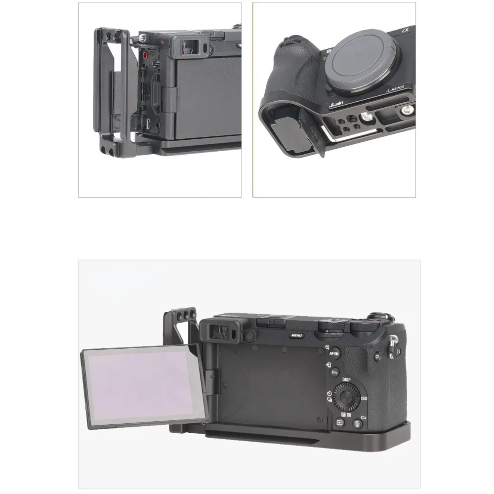Piastra staffa a forma di L per fotocamera Sony A6700 piastra di base Shoot a sgancio rapido QR verticale 1/4 vite treppiede stabilizzatore verticale