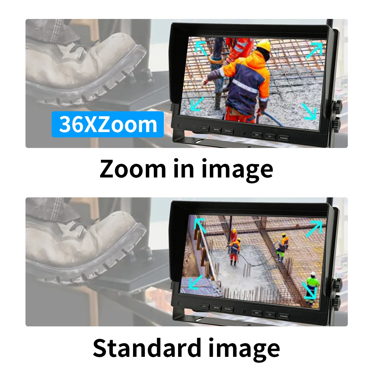 YWX 36X Zoom Wireless 500m Transmitting Tower Crane Camera Monitor System with Blind Spot Monitoring for Construction Device