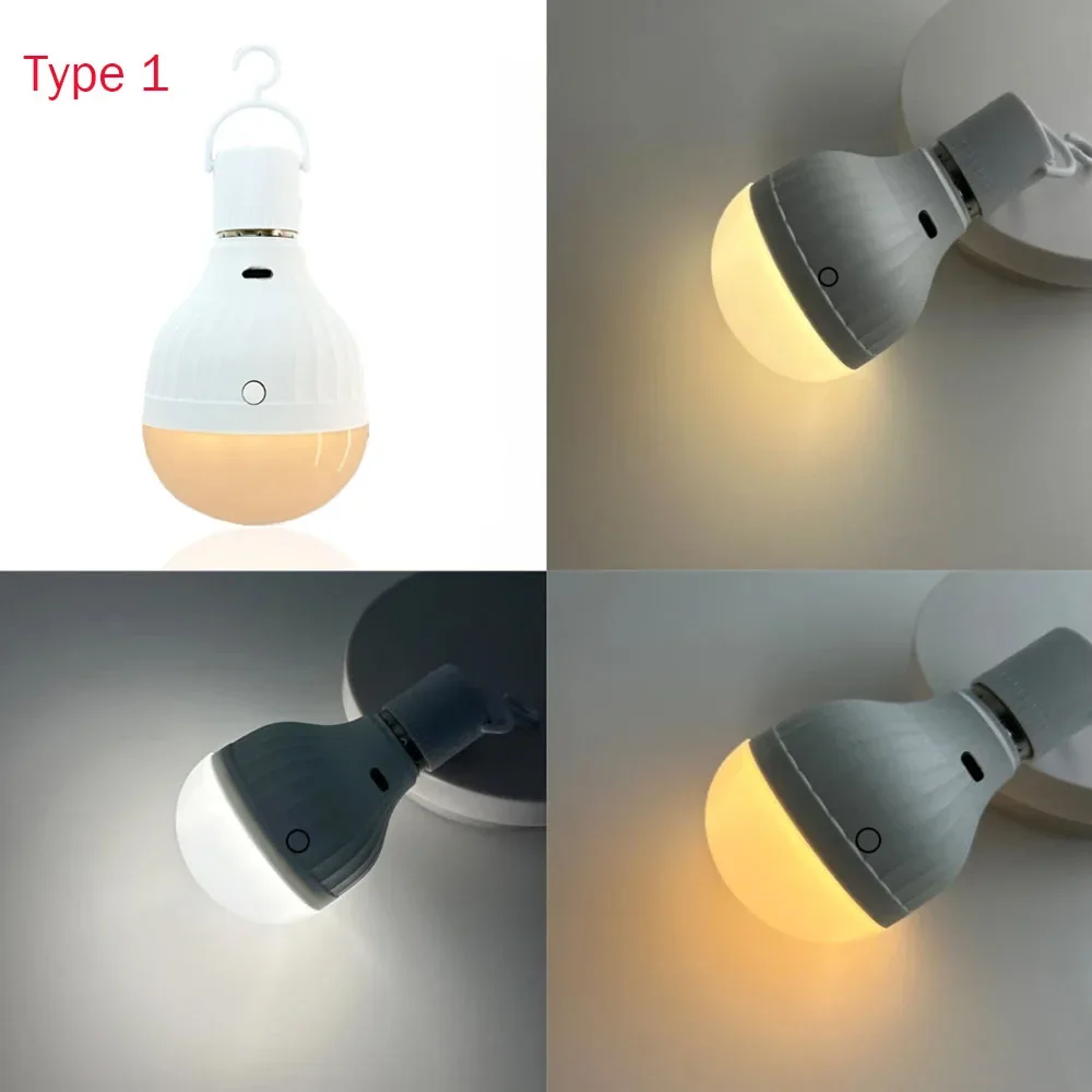 8W LED Light Bulb with Remote Home Power Failure Outage Emergency 2600mAh/2200mAh  Battery Warm White Light USB C Rechargeable