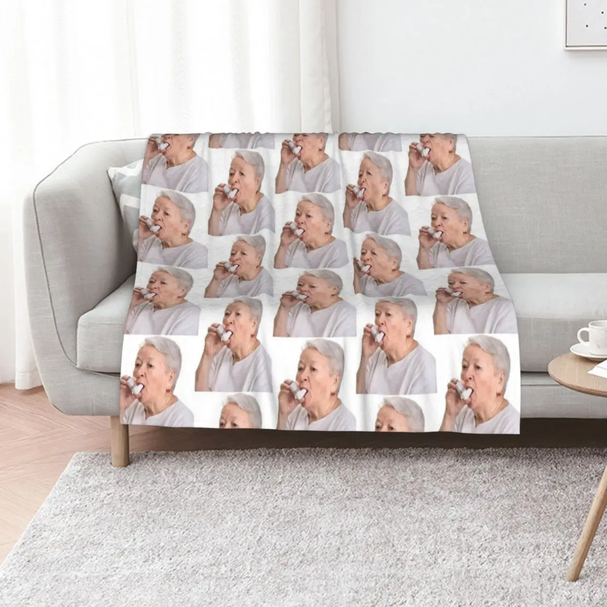 Old lady asthma wall decal Throw Blanket Air Conditioner Soft Blanket for Office Home
