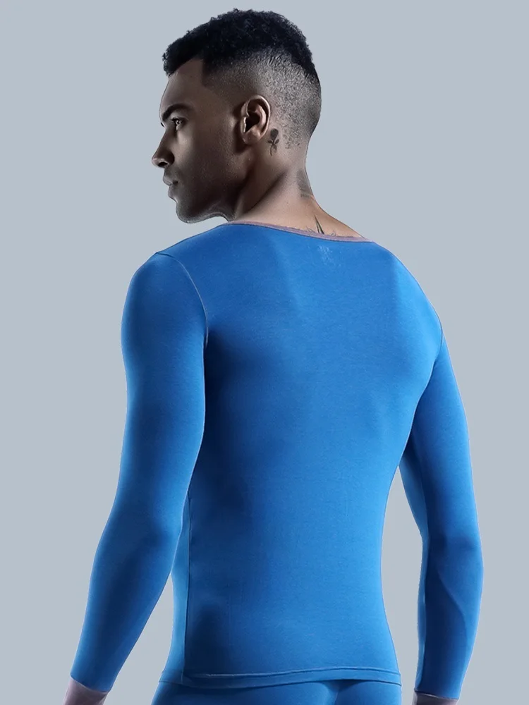 1pc Men's basic underwear single top cotton sweater thin warm large V-neck autumn slim-fit long sleeve base shirt