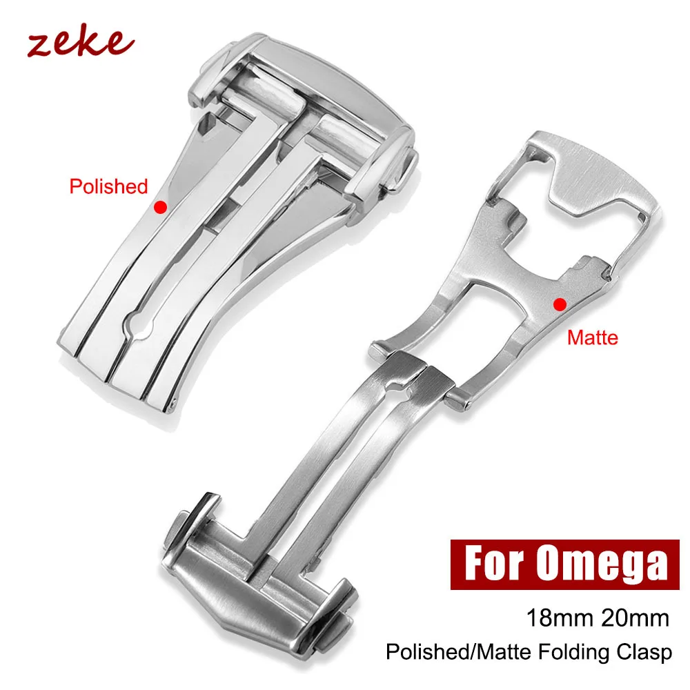 Fivela de relógio dobrável fosca polida para fechos de implantação de aço inoxidável Omega 18mm 20mm para botão de pulseira Omega Seamaster