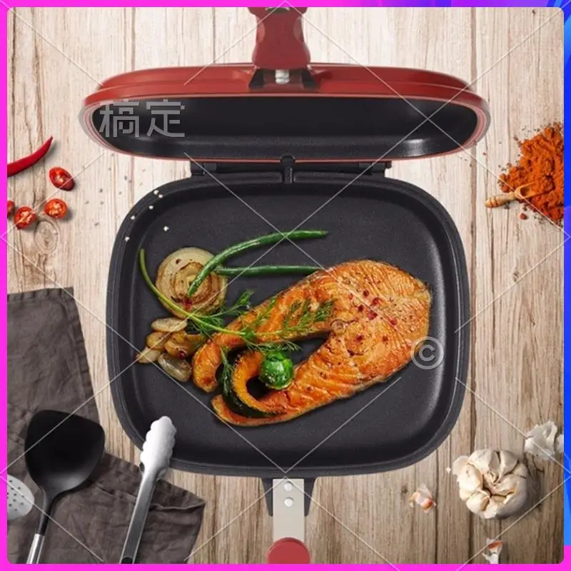 

NEW-Square Double Sided Frying Pan, Kitchen Non-Stick Baking Pancake Pan Omelette Trays,Indoor/Outdoor Camping Sandwich Durable