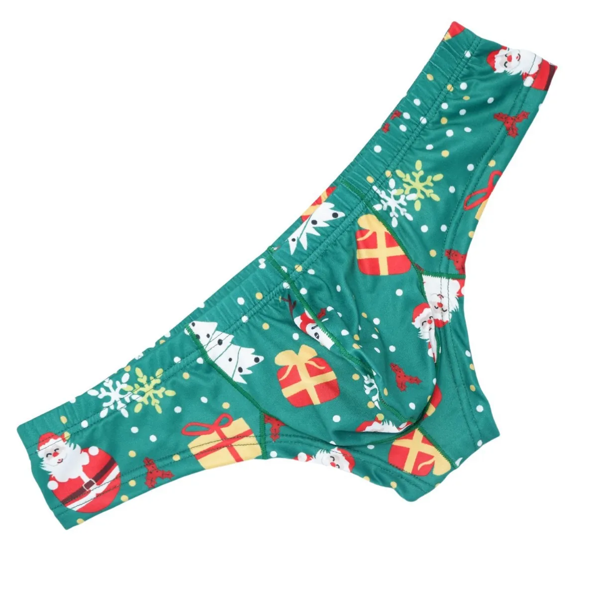 

Men's Christmas Boxer Shorts Festive Print U Convex Pouch Ice Silk Underwear Holiday Wear Gift Novelty Briefs
