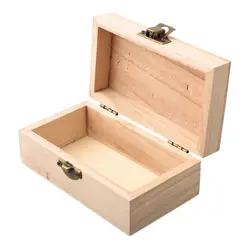 Plain Wood Wooden Square Hinged Storage  Boxes Craft Gift Box Solid Wood Home Storage Box Practical 3 Sizes