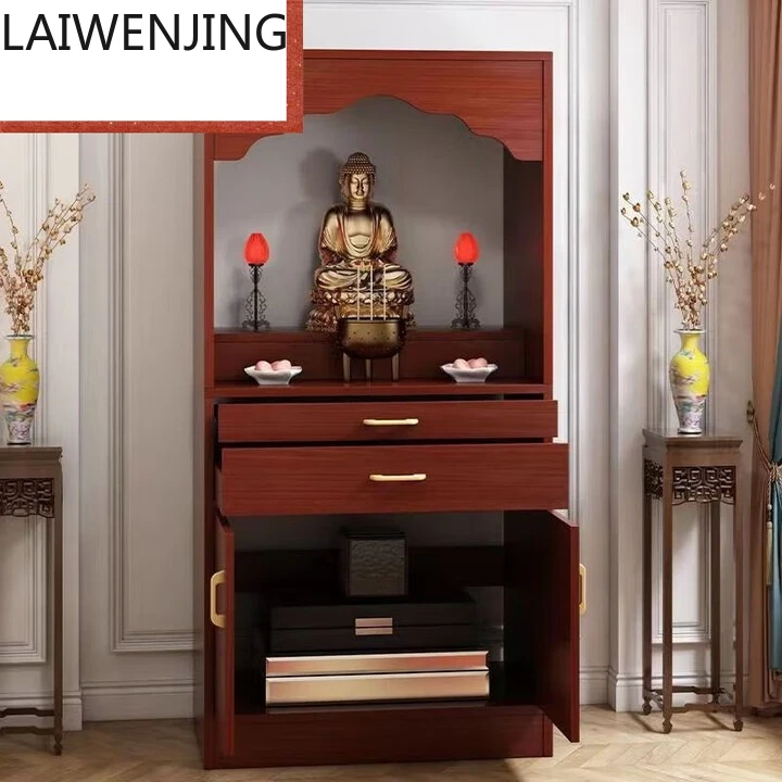 

SGF Buddhist niche vertical cabinet offering table household with door new Chinese simple