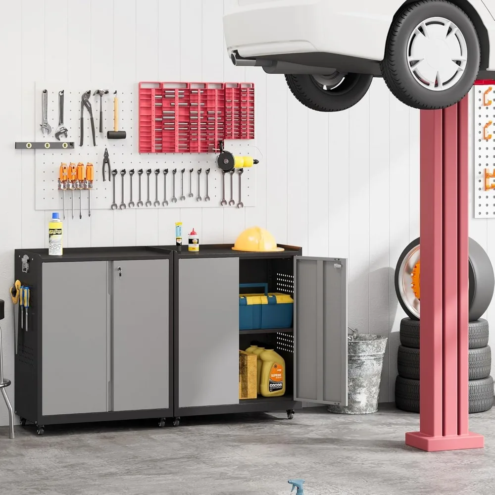 Armoire à outils roulante en métal robuste 34 résistant à la rouille avec roulettes pour le rangement du garage et les outils de suspension
