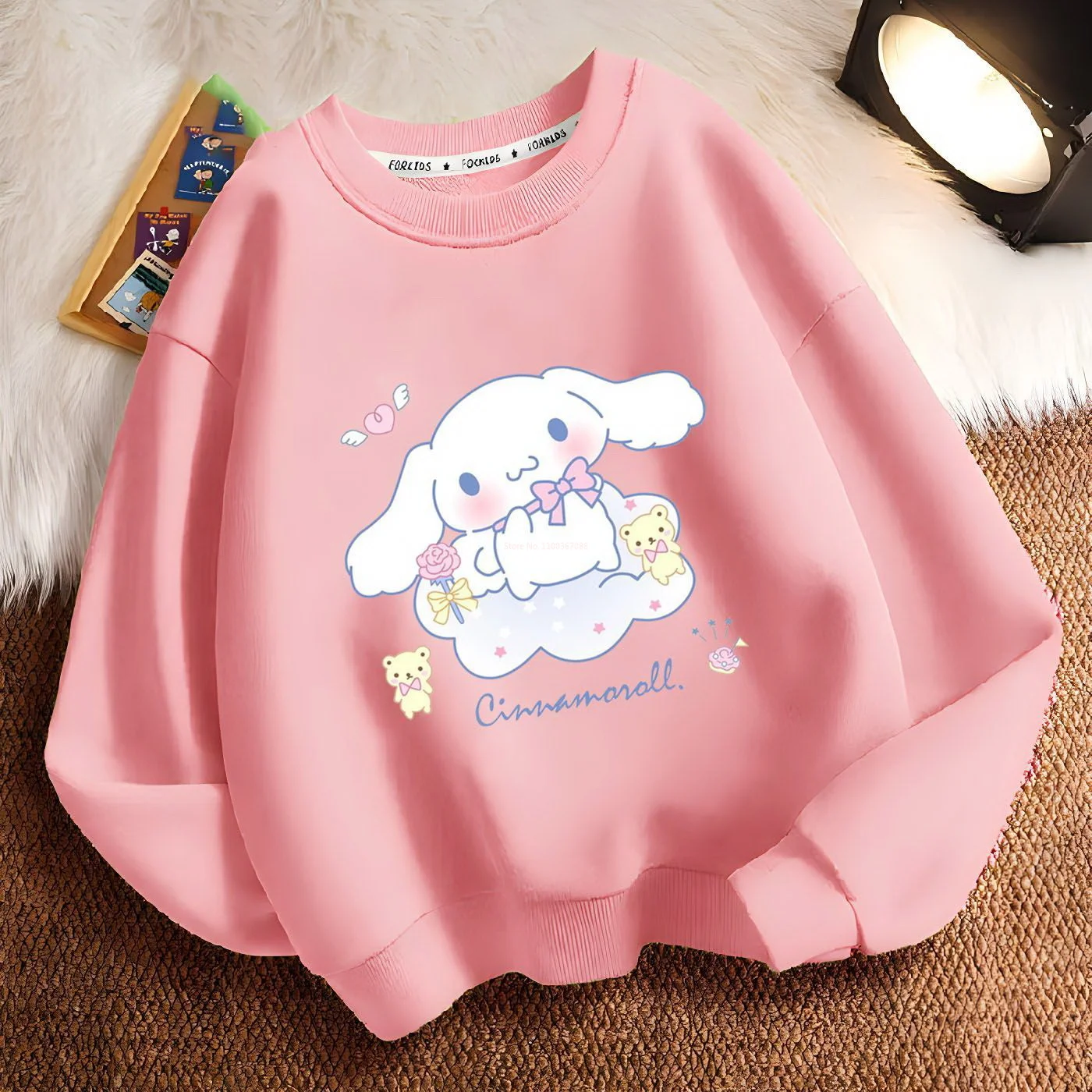 new Cartoon Sanrio Cinnamoroll Pattern Girls' Sweatshirt Autumn And Winter Thickening Section Sweatshirt Girls' Trendy Clothes