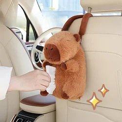 Tissue box Plush Capybara Car Creative Napkin Box Portable Adorable Car Tissue Holder cover Auto Interior Decoration accessories
