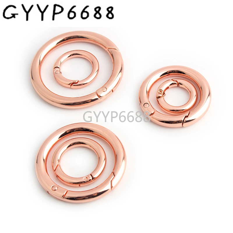 

30pcs 13/17/18/25/34/38mm Rose gold Metal Ring For Bags adjustable o ring buckle round spring ring