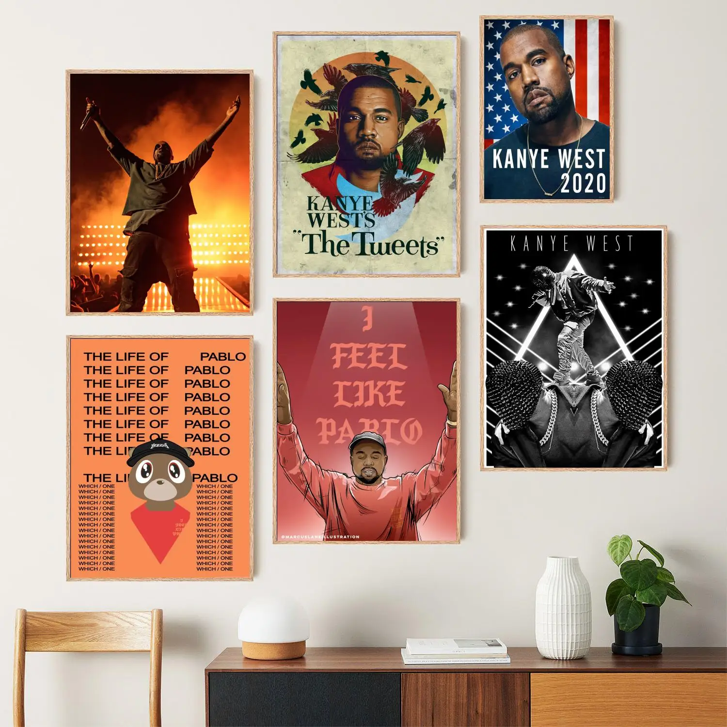 Póster artístico en lienzo de Kanye West, la vida de Pablo, impresión de imágenes artísticas de pared, carteles modernos para decoración de dormitorio familiar