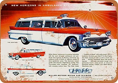 Wall-Color  Metal Sign - 1958 Miller-Meteor Ambulances - Vintage Look