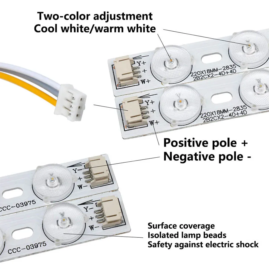 10 Stück 4W 6W 8W 10W Dreifarbige 2835 LED-Lichtmodule LED-Leiste Hintergrundbeleuchtung Streifenlichter Deckenlampe zur Umrüstung LED-Röhrenquelle – Detail 1