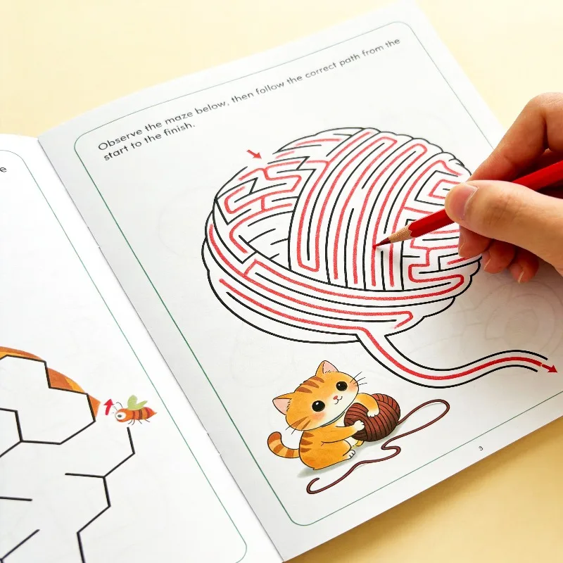 One Fun Children's Maze Drawing Book Improving Pen Control Ability and Logical Thinking 32 Pages of Colorful Maze Patterns