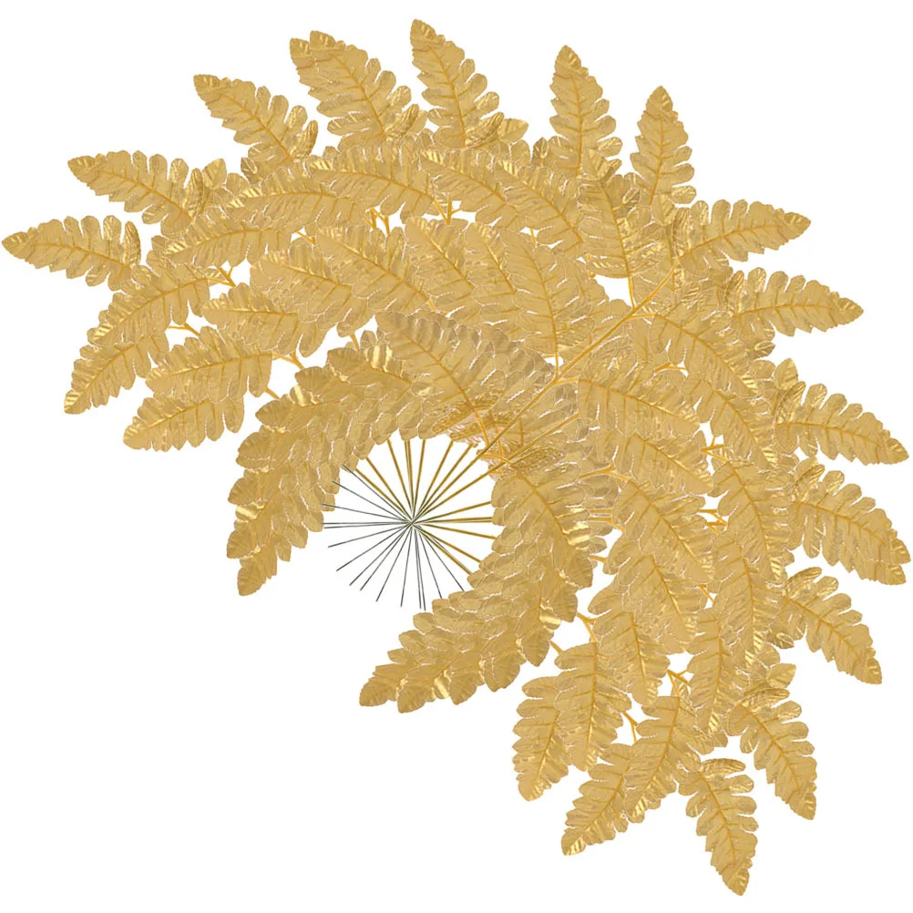 

50Pcs Golden Tropical Leaf Faux Leaf Wedding Decoration Chic Multi-Function Leaves Party Supplies Household Photoing Props