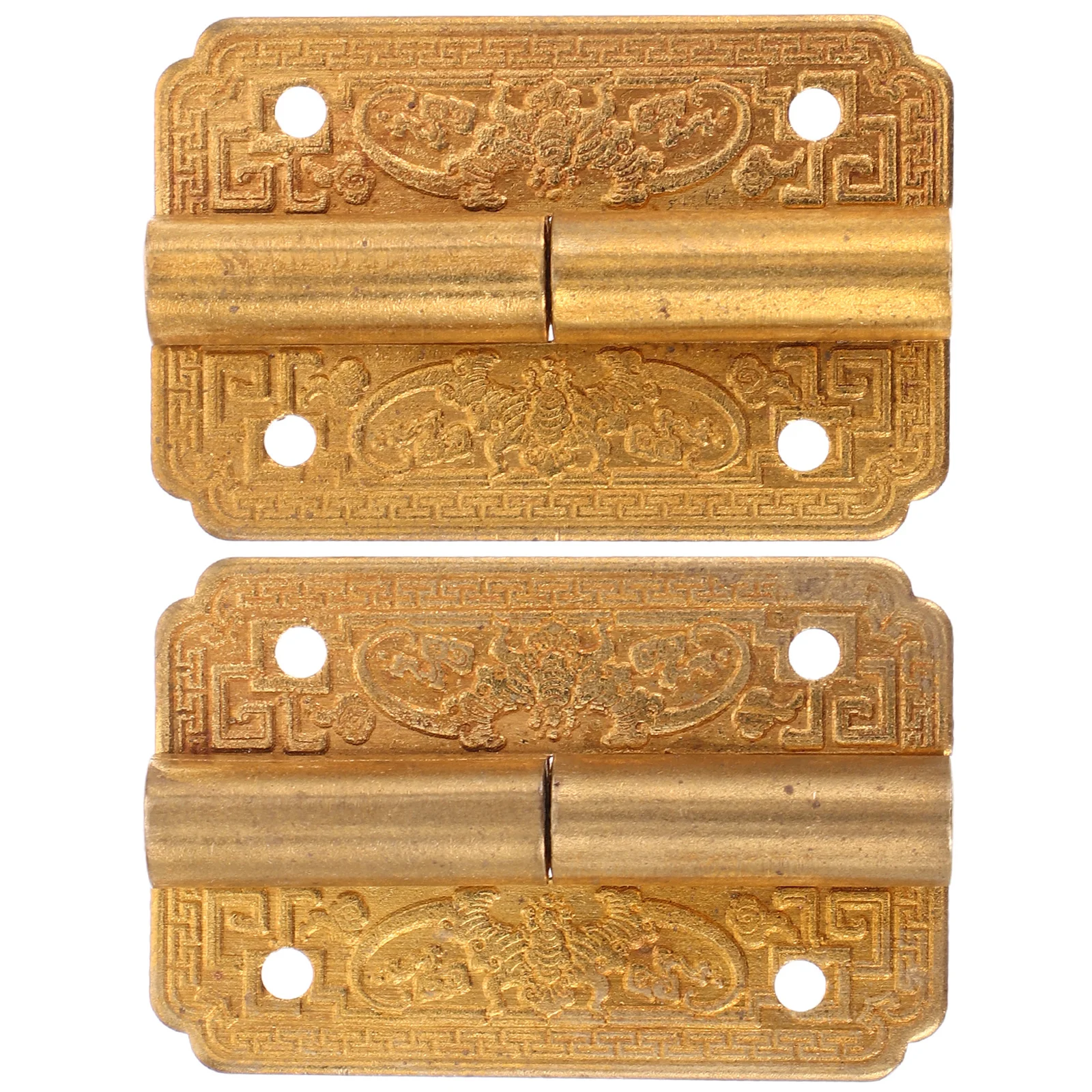 

2Pcs Brass Hinges Vintage Chest Hardware Chinese Style Decorative Hinges for Wooden Boxes Jewelry Box Furniture