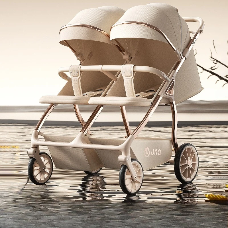 

Двойные коляски для детей 0–6 лет, которые могут сидеть или лежать, складывающиеся на одной кнопке, легкие двойные коляски для двух детей, не съемные