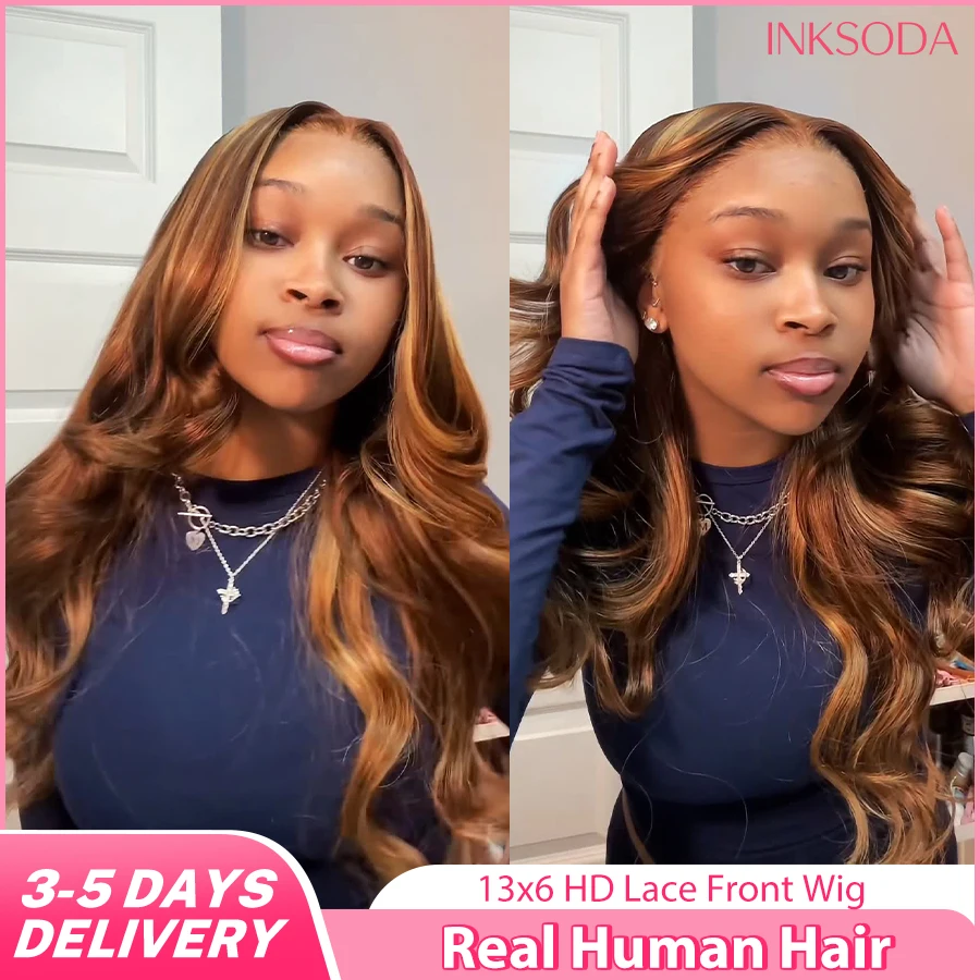 

P4/27 Ombre Brown Blonde Colored 220% Density 36 Inch Ombre Brown Blonde 13x6 13x4 HD Transparent Lace Front Wigs Human Hair Body Wave Water Wave Brazilian Transparent Lace Frontal Wig For Women Human Hair P4/27 Colored Wigs Pre-Plucked Prebleached