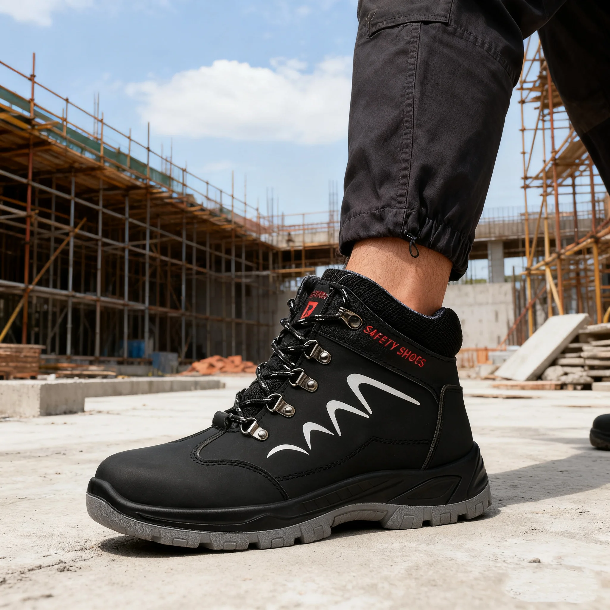 High Quality Men's Indestructible Safety Shoes Construction Breathable Steel Toe Work Boots Non Slip Navy Platform Botas For Men