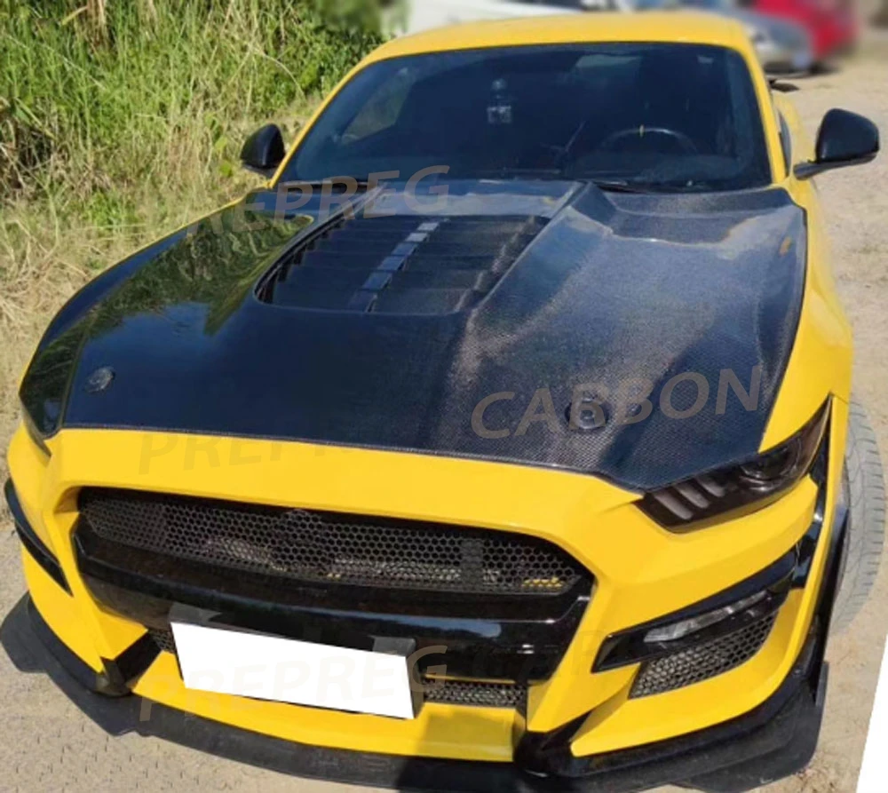 

for Ford Mustang Coupe Convertible 2 Door 2015-2017 Carbon Fiber Front Engine Hood Air Vent Trim Bonnet Car Styling