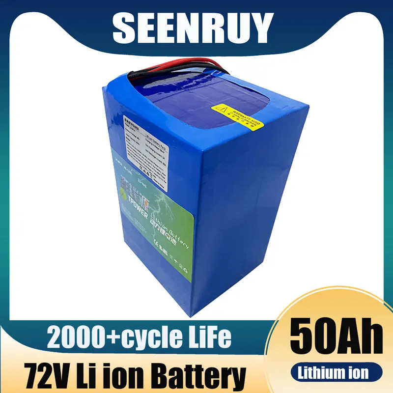 

SEENRUY 72v 50Ah Lithium ion Battery BMS 20S Li ion for 2000W 3500W 7000W Scooter Inverter Go Cart Motorcycle with 10A Charger