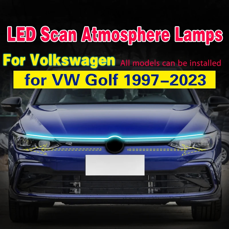 

1pcs Car Fog Light Scan Starting LED Daytime Running Light 12V For VW Golf 1997-2023 Flexible Decorative Ambient Lamp Strip