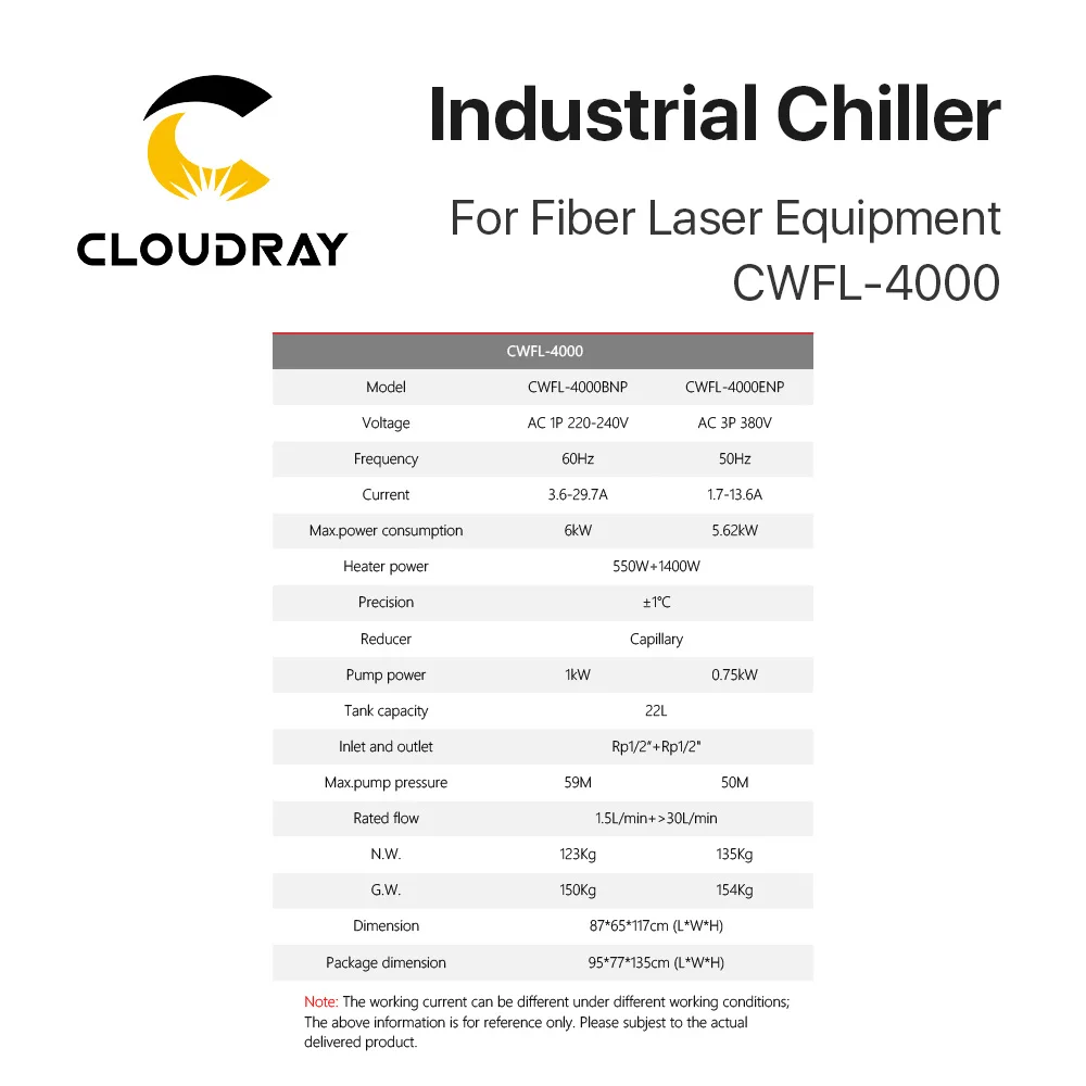 Cloudray original s & a laser de fibra industrial refrigerador CWFL-4000 220v/380v 50hz/60hz sistema de refrigeração para fonte de laser de fibra