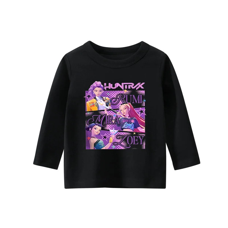 

KPop Demon Hunters Kids Long Sleeved T-shirt Summer Rumi Mira Zoey Print Cotton Tops Baby Girls Kawaii Casual Tees Birthday Gift