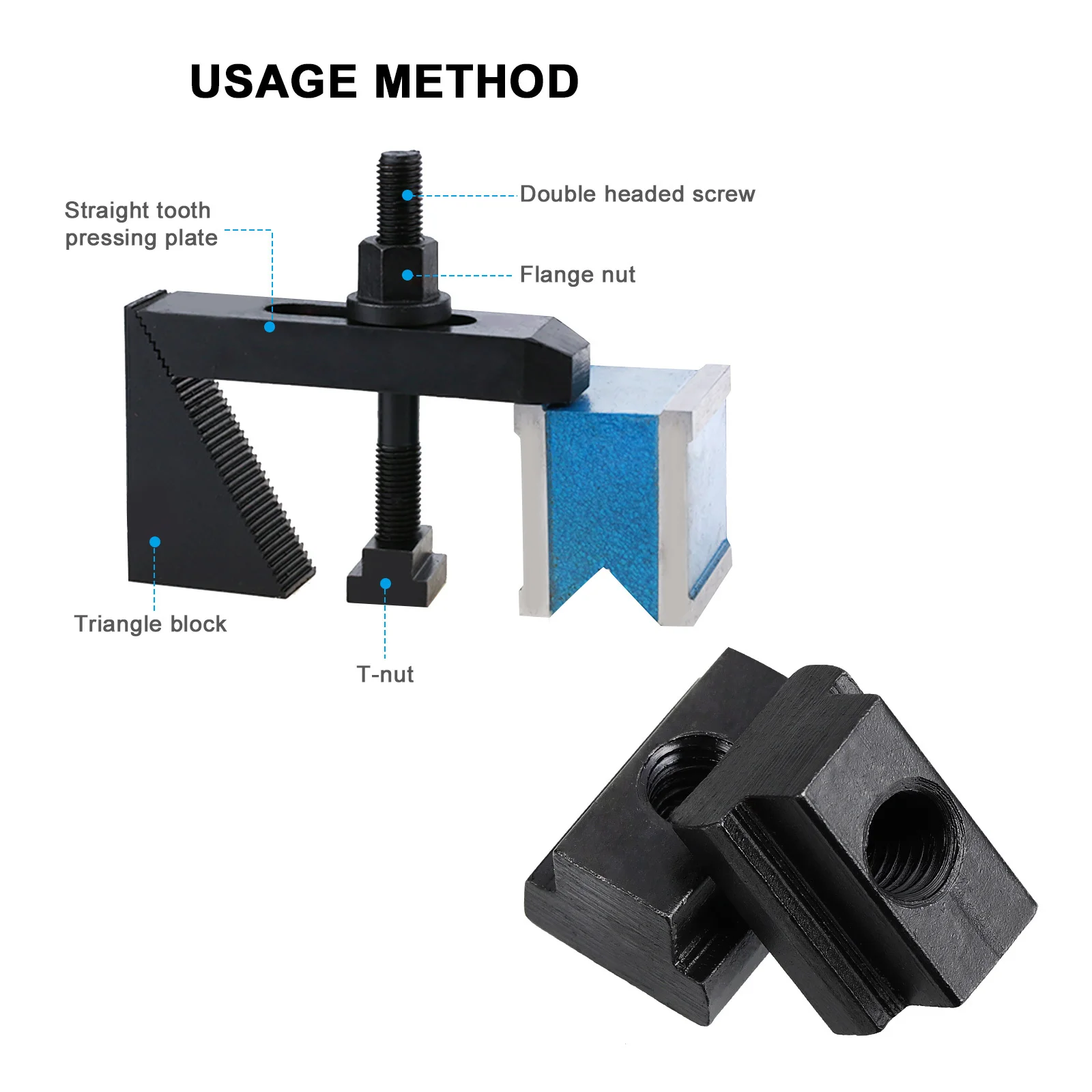 Dadi con scanalatura a T da 10 pezzi M8 Blocco dado scorrevole a T in acciaio al carbonio per binari del letto del camion Dado con scanalatura a T resistente all'abrasione durevole