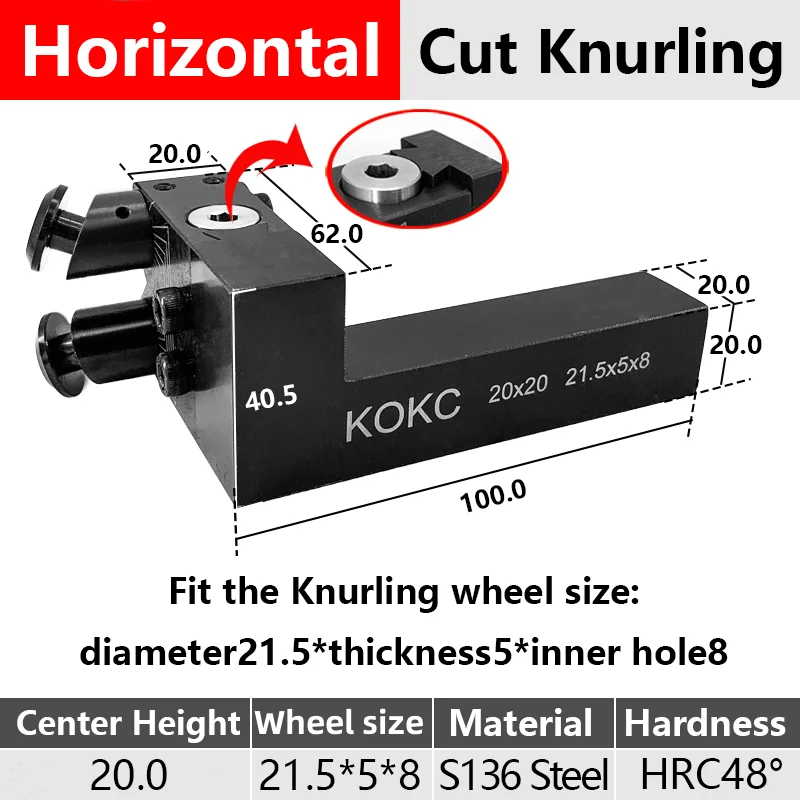 

Stuka Adjustable Cutting Knurling 20*20mm Dual Wheel Tool Holder For CNC Lathe Machine