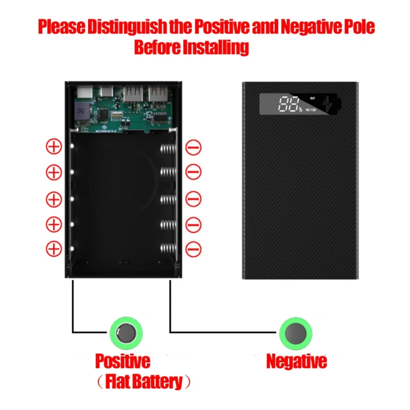 Detachable LCD Display DIY Power Bank Box 5x18650 Battery Charger Box QC 3.0 PD Battery Power Bank Shell Wireless Charging Box