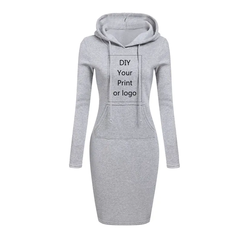 New Customized Print DIY Your like Photo or Logo Women Hooded long Sleeve Girls female Sexy Dress Clothing Bodycon Dresses