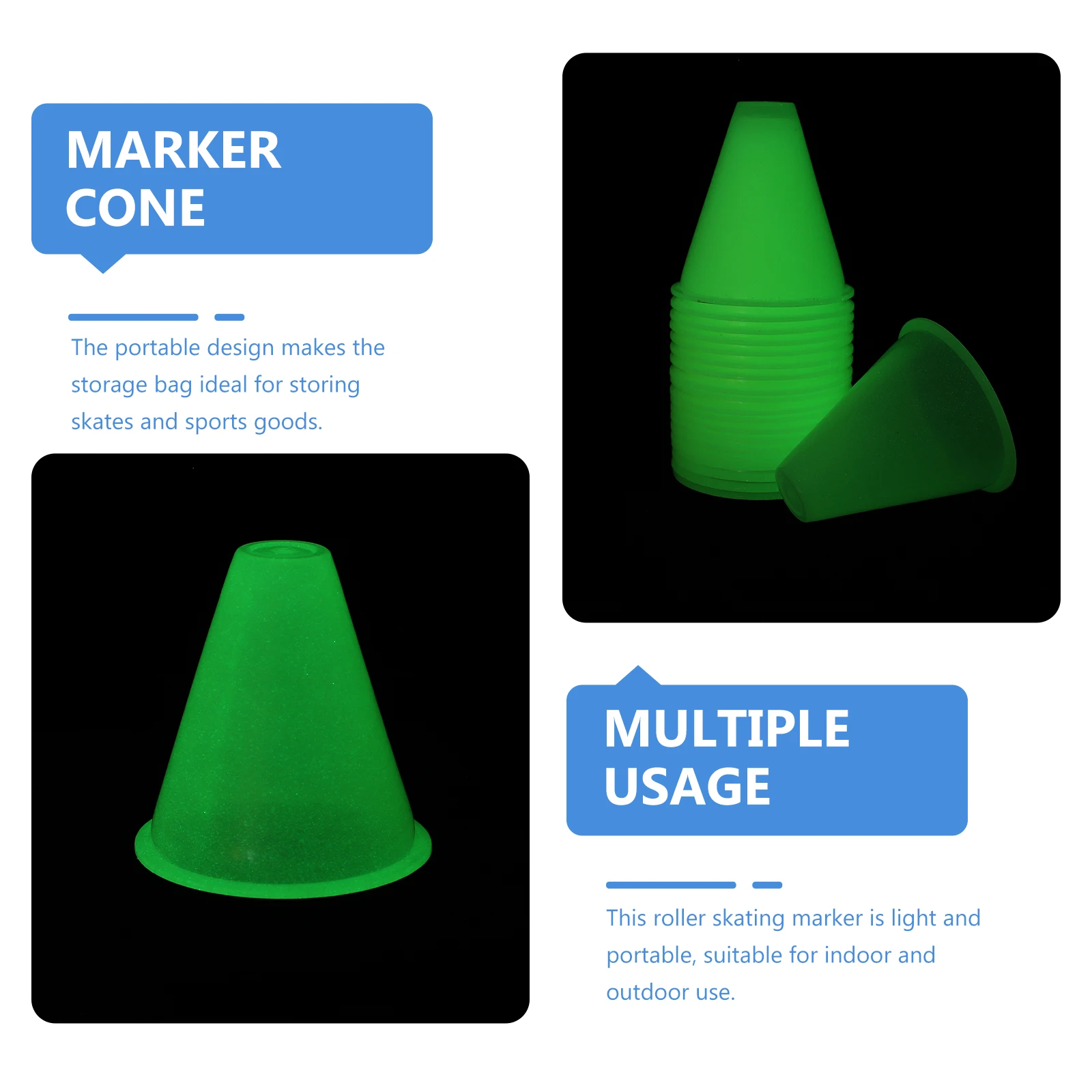 

1 Set Roller-Skating Marker Cones Flat Stable Base Windproof Luminous Outdoor Training Sports Cones For Kids Practice
